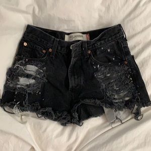 Levi’s black denim shorts ripped semi high waist